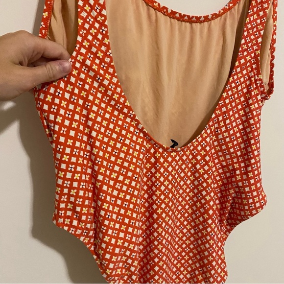 J. Crew Red Patterned One Piece Swimsuit size 16 - Picture 6 of 8